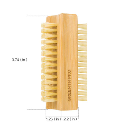GREENTH PRO Bamboo Nail Brush – 2-Pack Two-Sided Firm Natural Wooden Sisal Scrub Brush for Toes and Nails