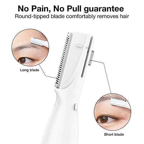 PRITECH Electric Eyebrow Trimmer - Precision Facial Hair Remover for Women & Men - Painless Shaver for Eyebrows, Face, Chin, Neck & Upper Lip - Battery Powered Portable Groomer with Comb Avelisse