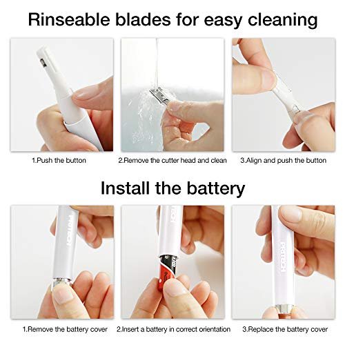 PRITECH Electric Eyebrow Trimmer - Precision Facial Hair Remover for Women & Men - Painless Shaver for Eyebrows, Face, Chin, Neck & Upper Lip - Battery Powered Portable Groomer with Comb Avelisse