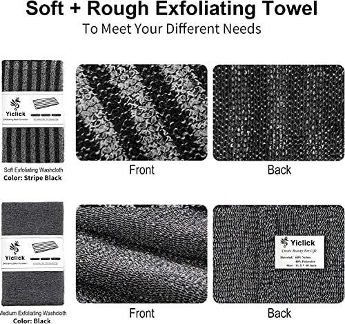 Yiclick Exfoliating Body Scrubber - Japanese Nylon Wash Cloth for Shower, Back Scrubber for Men & Women, Black - görsel 4