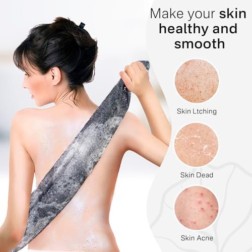 Yiclick Exfoliating Body Scrubber - Japanese Nylon Wash Cloth for Shower, Back Scrubber for Men & Women, Black - görsel 18