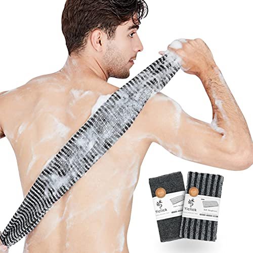 Yiclick Exfoliating Body Scrubber - Japanese Nylon Wash Cloth for Shower, Back Scrubber for Men & Women, Black - görsel 2