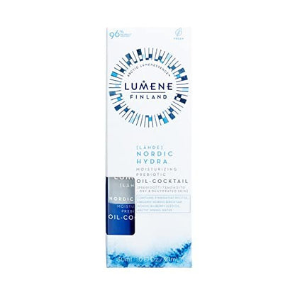 Lumene Nordic Hydra Moisturizing Prebiotic Oil-Cocktail - Nurturing Bi-Phase Face Oil for Dehydrated Skin & Skin Barrier Repair, Essential Nordic Mix & Hydrating Oil for Dry Skin, 30ml