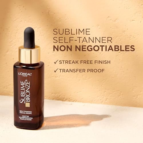 L'Oreal Paris Sublime Bronze Self Tanning Facial Drops with Hyaluronic Acid, Gradual Tan, Fragrance-Free, 1 fl. Oz Avelisse