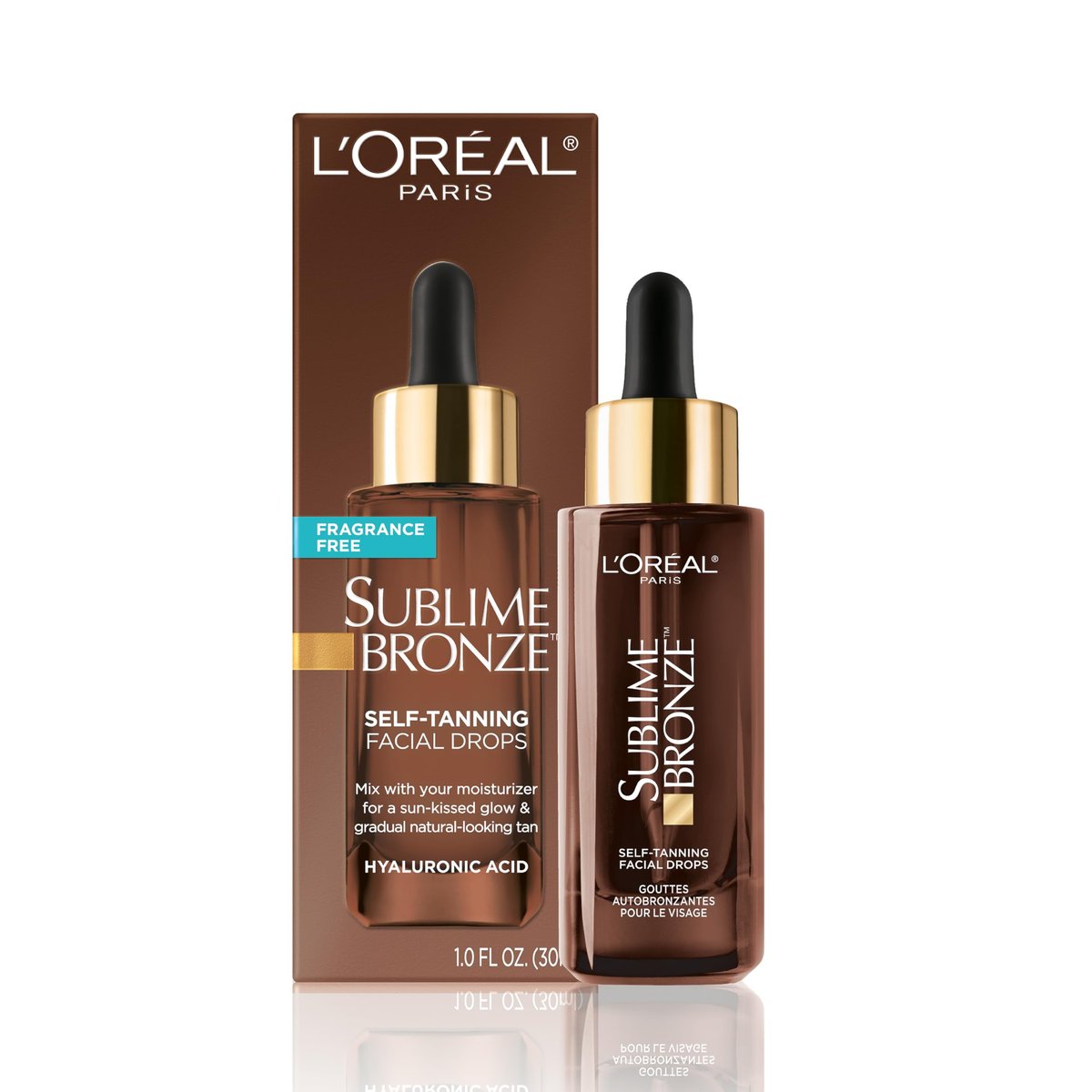 L'Oreal Paris Sublime Bronze Self Tanning Facial Drops with Hyaluronic Acid, Gradual Tan, Fragrance-Free, 1 fl. Oz Avelisse