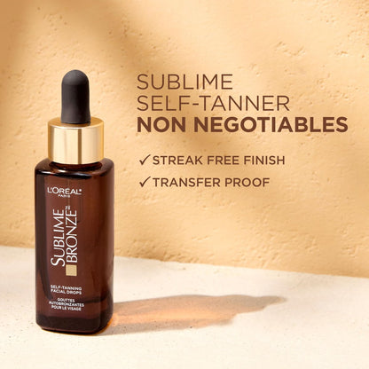 L'Oreal Paris Sublime Bronze Self Tanning Facial Drops with Hyaluronic Acid, Gradual Tan, Fragrance-Free, 1 fl. Oz Avelisse