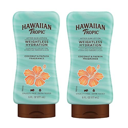 Hawaiian Tropic Weightless Hydration After Sun Lotion with Aloe, 6 Fl Oz Twin Pack - After Sun Moisturizer Avelisse