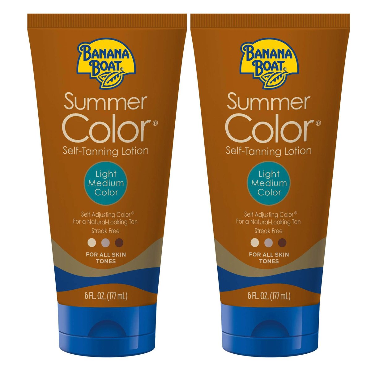 Banana Boat Summer Color Self Tanning Lotion Twin Pack - Light/Medium Shade for All Skin Tones, 6 oz Each Avelisse