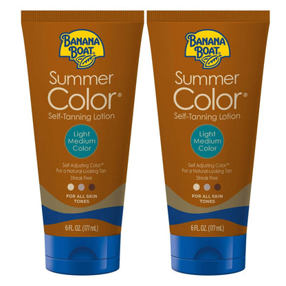 Banana Boat Summer Color Self Tanning Lotion Twin Pack - Light/Medium Shade for All Skin Tones, 6 oz Each Avelisse