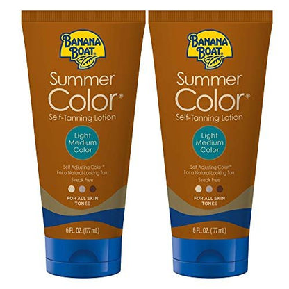 Banana Boat Summer Color Self Tanning Lotion Twin Pack - Light/Medium Shade for All Skin Tones, 6 oz Each Avelisse