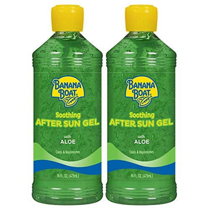 Banana Boat Soothing After Sun Gel with Aloe Twin Pack – 16 fl oz Each, Sunburn Relief & After Sun Care