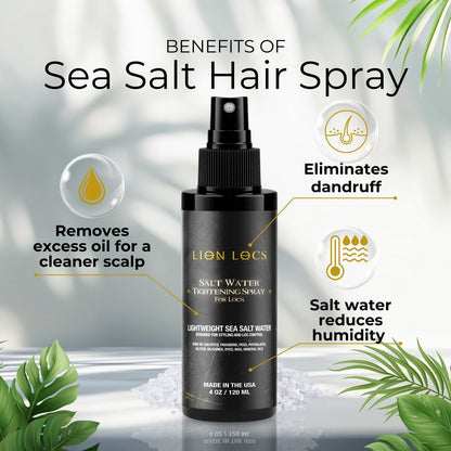 Lion Locs Sea Salt Spray for Locs & New Dreadlocks – Starter Twist & Retwist Texturizing Hair Spray – Vegan, Residue Free, Lightweight Hold with Jojoba & Argan Oils (4oz) Avelisse