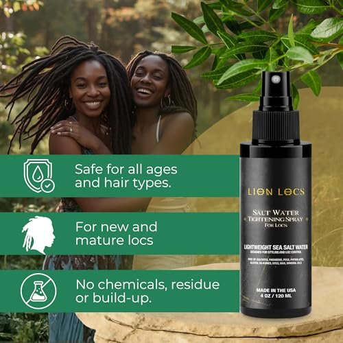 Lion Locs Sea Salt Spray for Locs & New Dreadlocks – Starter Twist & Retwist Texturizing Hair Spray – Vegan, Residue Free, Lightweight Hold with Jojoba & Argan Oils (4oz) Avelisse