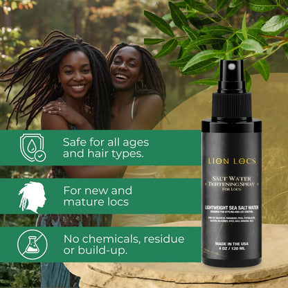 Lion Locs Sea Salt Spray for Locs & New Dreadlocks – Starter Twist & Retwist Texturizing Hair Spray – Vegan, Residue Free, Lightweight Hold with Jojoba & Argan Oils (4oz) Avelisse