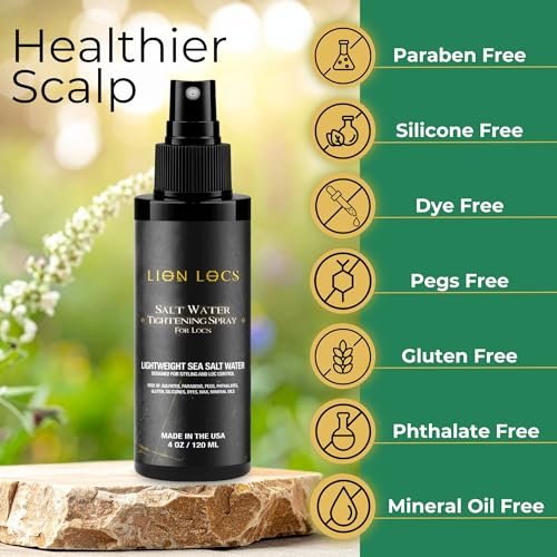 Lion Locs Sea Salt Spray for Locs & New Dreadlocks – Starter Twist & Retwist Texturizing Hair Spray – Vegan, Residue Free, Lightweight Hold with Jojoba & Argan Oils (4oz) Avelisse