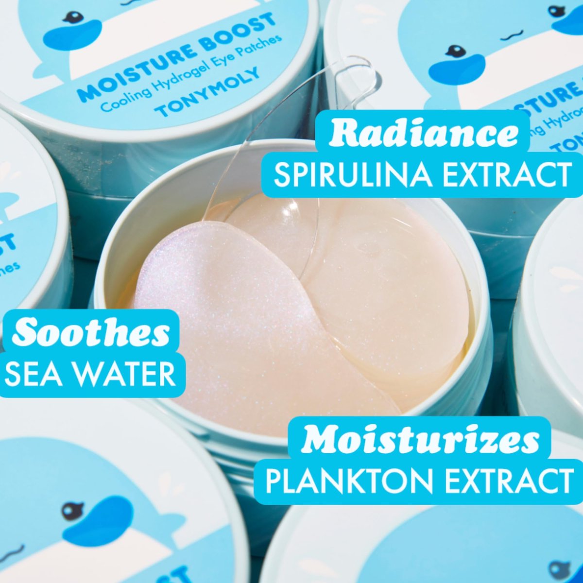 TONYMOLY Moisture Boost Cooling Hydrogel Eye Patches – Hydrating & Refreshing Under Eye Patches with Hyaluronic Acid, Spirulina & Plankton, 30 Pairs Avelisse