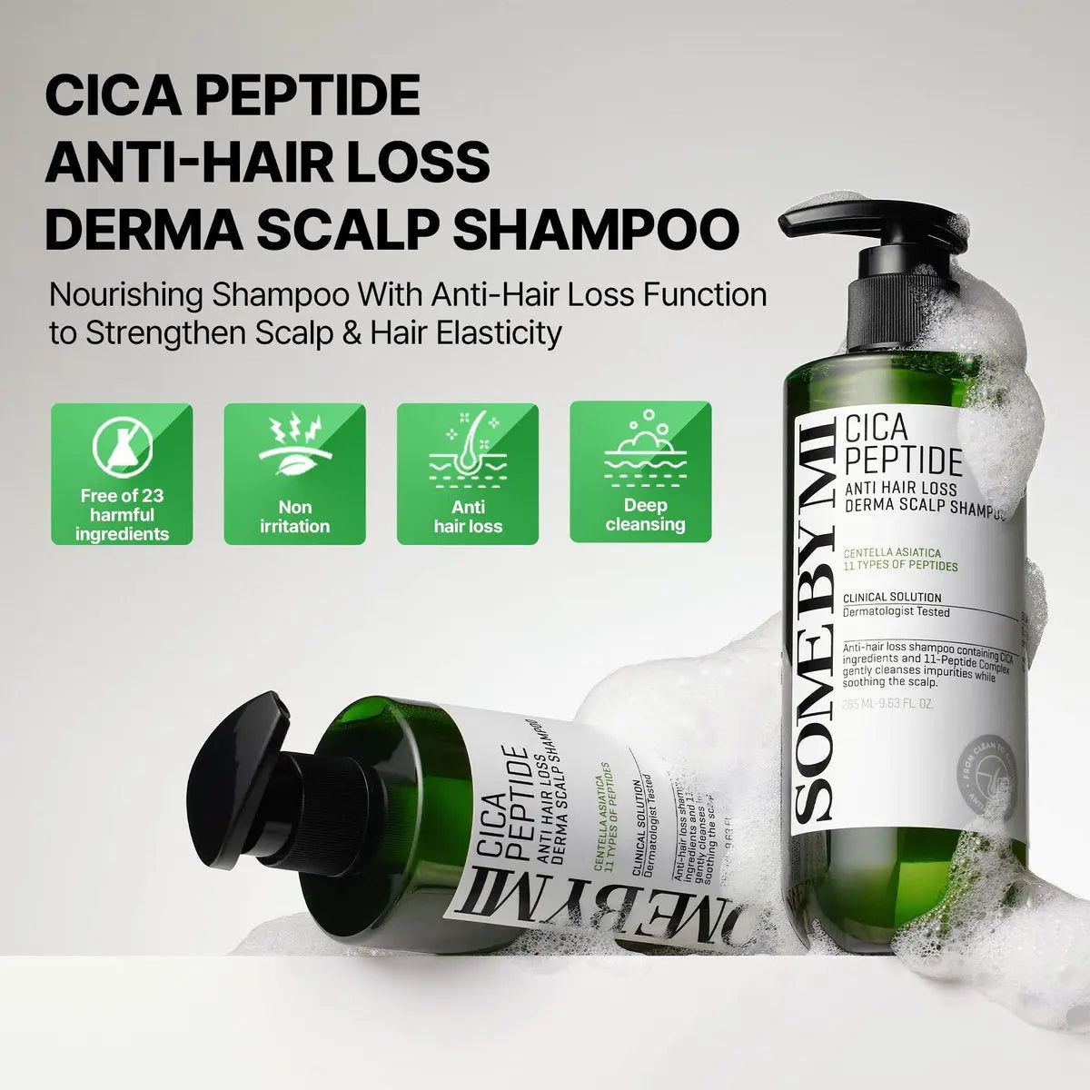 SOME BY MI Cica Peptide Derma Scalp Shampoo – Strengthening & Hydrating Shampoo for Thinning Hair & Sensitive Scalp – Korean Haircare 9.63 fl oz Avelisse
