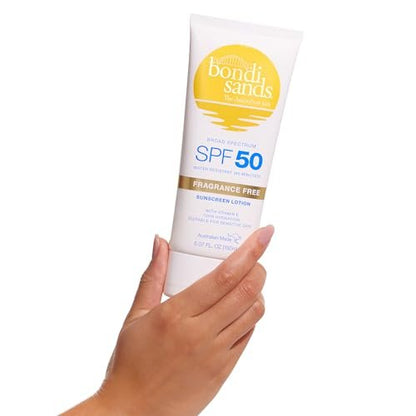 Bondi Sands Fragrance Free Sunscreen Body Lotion SPF 50 – Hydrating Broad Spectrum Protection, Sheer & Water Resistant (5.07 Oz/150 mL)