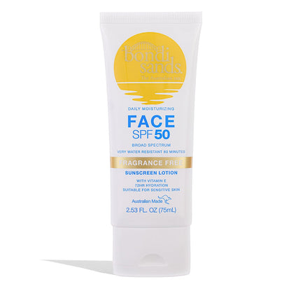 Bondi Sands Fragrance Free Daily Sunscreen Face Lotion SPF 50 | Hydrating UVA + UVB Protection, Non-Greasy, Gentle, Water Resistant | 2.53 oz