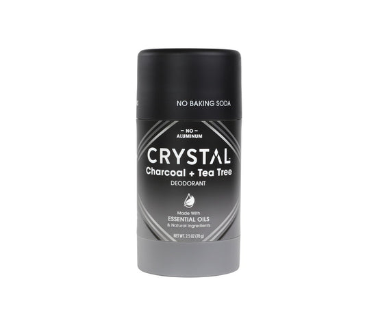 Crystal Magnesium Solid Stick Natural Deodorant - Aluminum Free, Baking Soda Free, Charcoal & Tea Tree, 2.5 oz