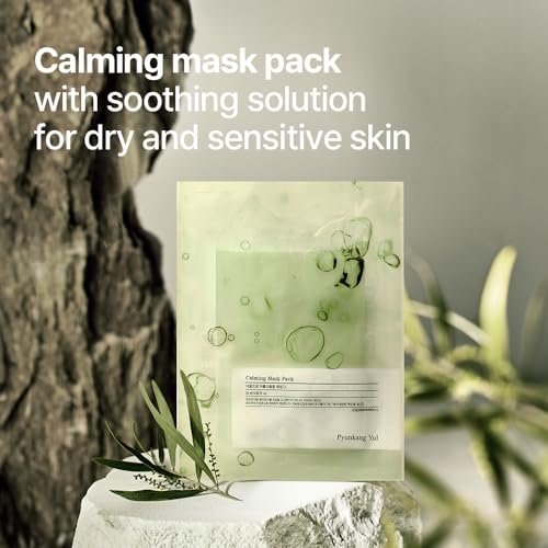 Pyunkang Yul Ceramide Calming Mask Pack 10 Sheets - Korean Face Mask with Panthenol, Hyaluronic Acid, Tea Tree, Shea Butter, Squalene & Cica for Sensitive Skin Avelisse