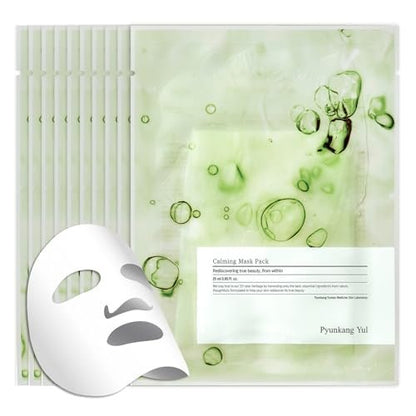 Pyunkang Yul Ceramide Calming Mask Pack 10 Sheets - Korean Face Mask with Panthenol, Hyaluronic Acid, Tea Tree, Shea Butter, Squalene & Cica for Sensitive Skin Avelisse