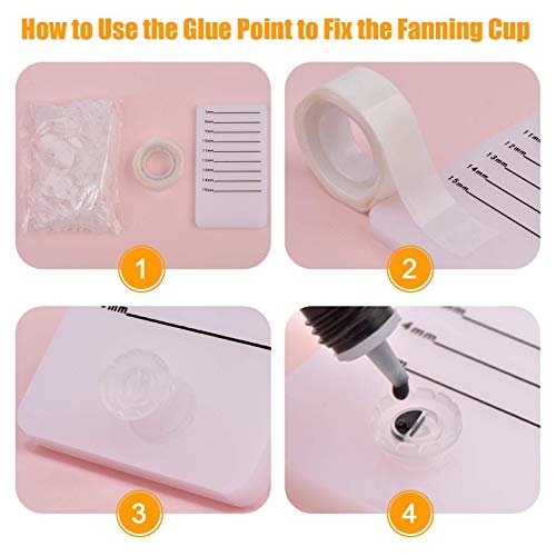 200-Pack Lash Glue Ring Cup with 2 Slots for Eyelash Extensions - Blossom Ring with Glue Points for Volume Fan Lashes - Lash Supplies Kit - görsel 8