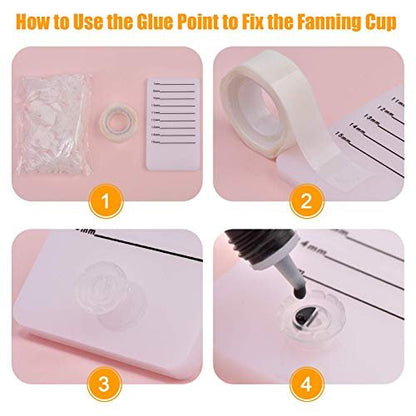 200-Pack Lash Glue Ring Cup with 2 Slots for Eyelash Extensions - Blossom Ring with Glue Points for Volume Fan Lashes - Lash Supplies Kit