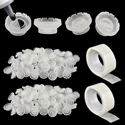 200-Pack Lash Glue Ring Cup with 2 Slots for Eyelash Extensions - Blossom Ring with Glue Points for Volume Fan Lashes - Lash Supplies Kit - görsel 2