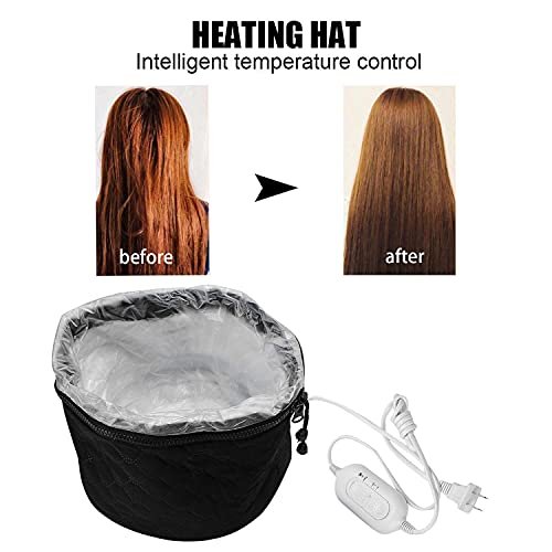 XNX 110V Electric Hair Cap - Home Hair SPA Steamer with 3 Temperature Settings, Nourishing Heat Cap for Deep Conditioning, Black Avelisse