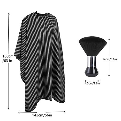 YELEGAI Professional Hair Cutting Cape with Neck Duster Brush – Large Salon Hairdresser Cape for Men, Women and Kids (Black with White Stripes) - görsel 4