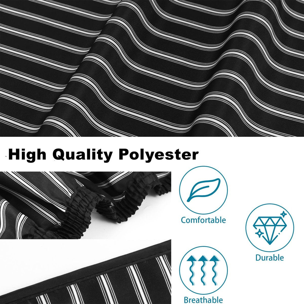 YELEGAI Professional Hair Cutting Cape with Neck Duster Brush – Large Salon Hairdresser Cape for Men, Women and Kids (Black with White Stripes) - görsel 5