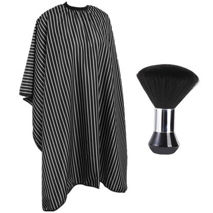 YELEGAI Professional Hair Cutting Cape with Neck Duster Brush – Large Salon Hairdresser Cape for Men, Women and Kids (Black with White Stripes)