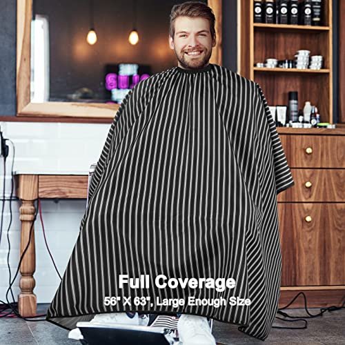 YELEGAI Professional Hair Cutting Cape with Neck Duster Brush – Large Salon Hairdresser Cape for Men, Women and Kids (Black with White Stripes) - görsel 10