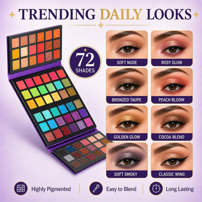 BestLand 72 Colors Ultra Secret Eyeshadow Palette – Matte, Shimmer & Glitter Nude Makeup Palette