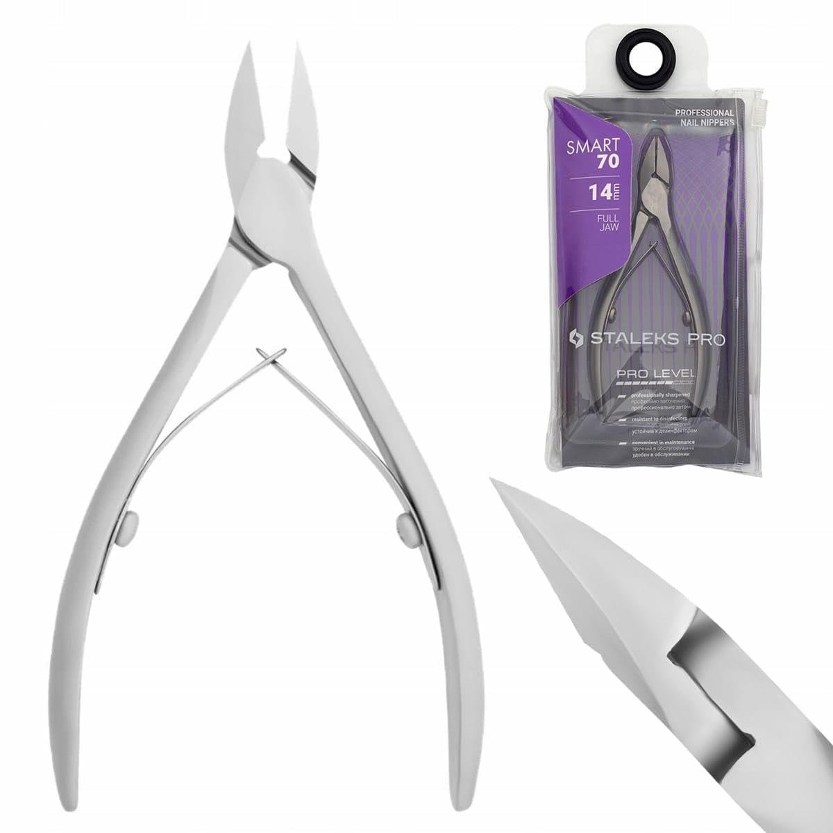 STALEKS PRO Smart 70 14mm Professional Nail Nippers – High Alloy Stainless Steel Nippers for Manicure & Pedicure - görsel 1