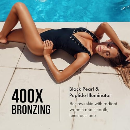 Tan Asz U Midnight Maui Tanning Lotion - Double Shot 400X Bronzer, Black Pearl & Peptide Illuminator with Inktuition Tattoo Complex, 13.5 oz Avelisse