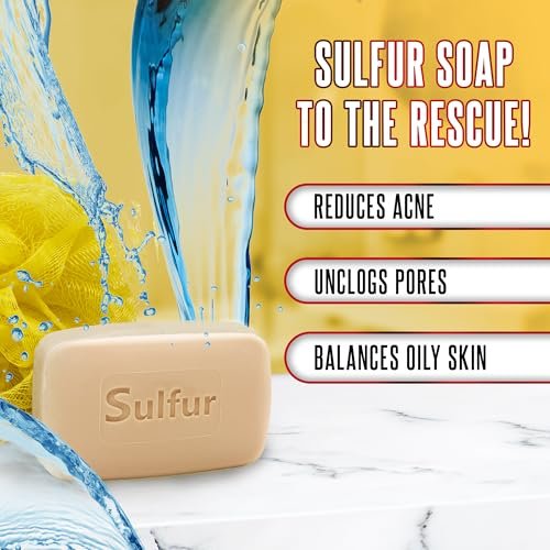 Biosulfur Grisi Acne Treatment Soap - Deep Cleansing, Acne-Fighting Sulfur Soap Bar, Reduces Inflammation, Prevents Breakouts & Blackheads, 4.4 oz, 3-Pack Avelisse