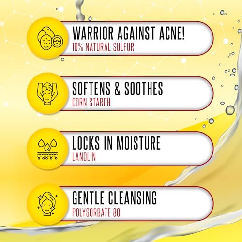 Biosulfur Grisi Acne Treatment Soap - Deep Cleansing, Acne-Fighting Sulfur Soap Bar, Reduces Inflammation, Prevents Breakouts & Blackheads, 4.4 oz, 3-Pack Avelisse
