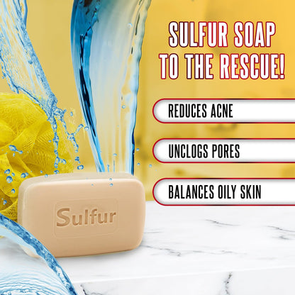 Biosulfur Grisi Acne Treatment Soap - Deep Cleansing, Acne-Fighting Sulfur Soap Bar, Reduces Inflammation, Prevents Breakouts & Blackheads, 4.4 oz, 3-Pack Avelisse