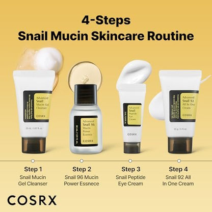 COSRX All About Snail Mucin Korean Skin Care Set – Mini Travel Essentials with Snail Mucin Face Wash, Serum, Moisturizer & Eye Cream Avelisse
