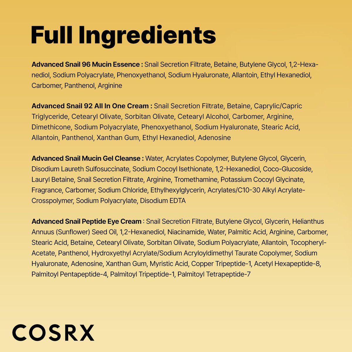 COSRX All About Snail Mucin Korean Skin Care Set – Mini Travel Essentials with Snail Mucin Face Wash, Serum, Moisturizer & Eye Cream Avelisse