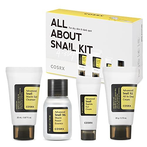 COSRX All About Snail Mucin Korean Skin Care Set – Mini Travel Essentials with Snail Mucin Face Wash, Serum, Moisturizer & Eye Cream Avelisse