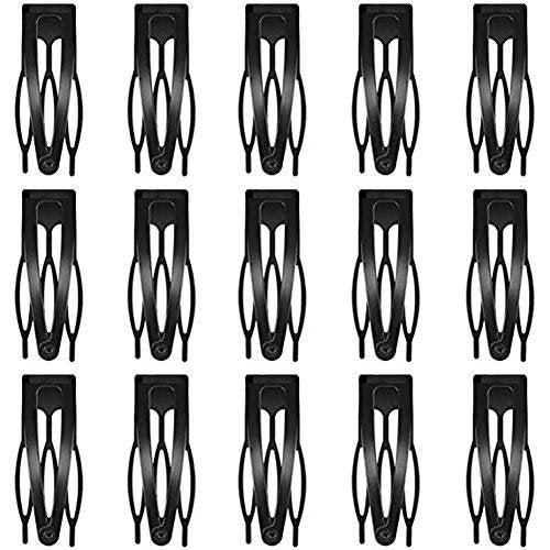 15 Pcs 2" Double Grip Hair Clips - Metal Snap Hair Barrettes for Women & Girls - Black - görsel 2