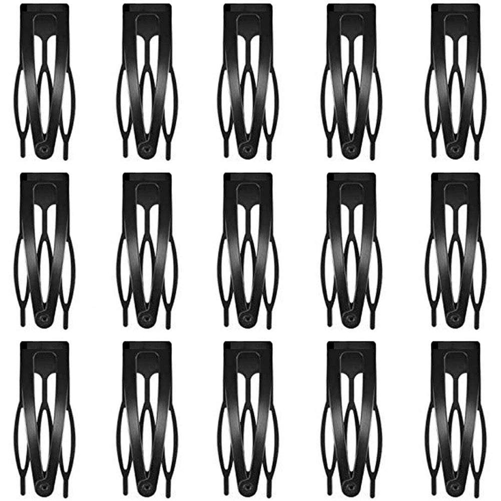 15 Pcs 2" Double Grip Hair Clips - Metal Snap Hair Barrettes for Women & Girls - Black - görsel 1