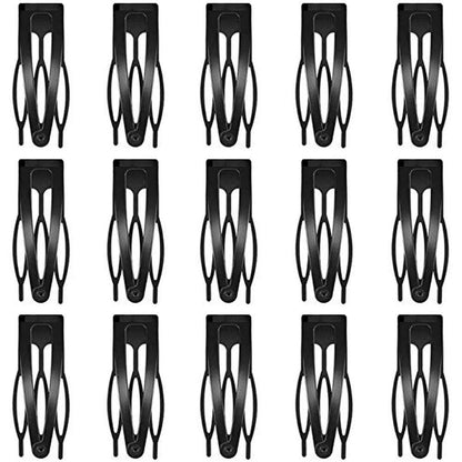 15 Pcs 2" Double Grip Hair Clips - Metal Snap Hair Barrettes for Women & Girls - Black