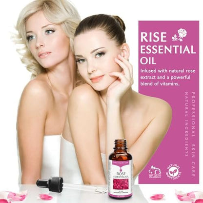 Rose Essential Oil Face Moisturizer - Nourishing Facial Oil for Women, 30ml
