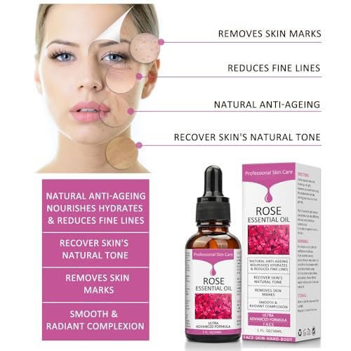 Rose Essential Oil Face Moisturizer - Nourishing Facial Oil for Women, 30ml - görsel 10