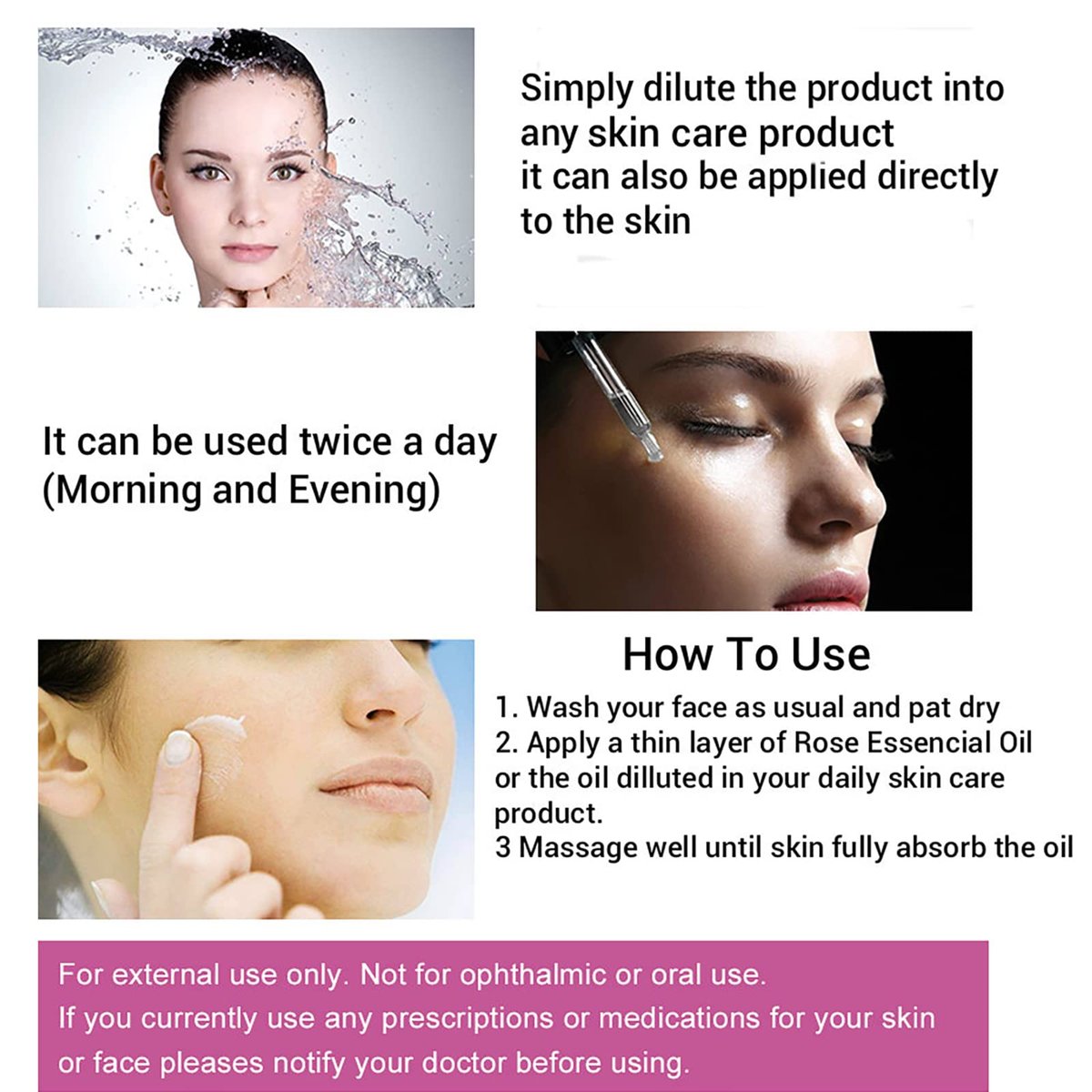 Rose Essential Oil Face Moisturizer - Nourishing Facial Oil for Women, 30ml - görsel 7