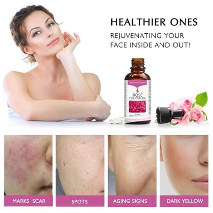 Rose Essential Oil Face Moisturizer - Nourishing Facial Oil for Women, 30ml